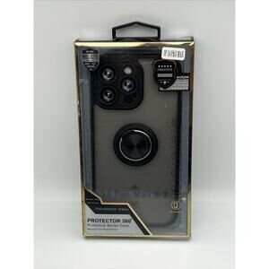 iPhone 14 Pro Max Case Magnetic Suction Ring Luxury Design Phone Cover BLACK